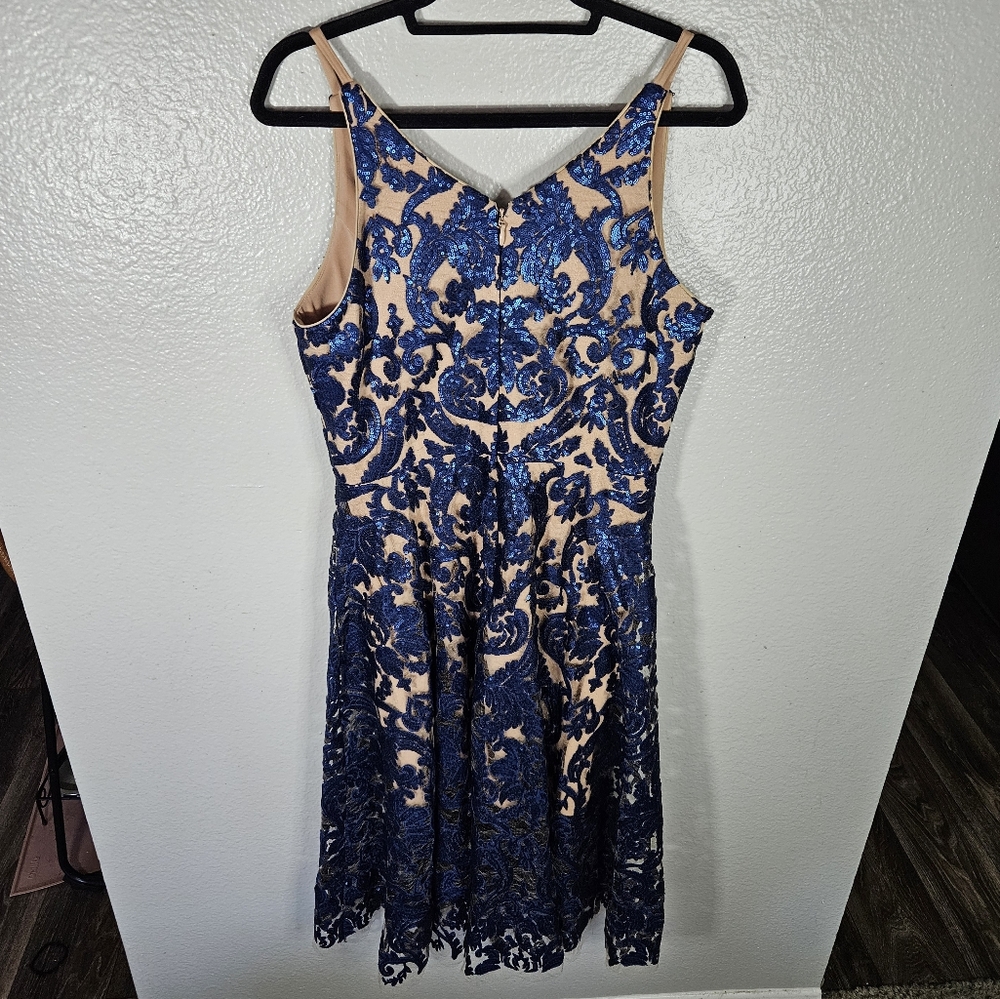 Dress The Population Blair Dress Navy Nude Size L - Picture 7 of 14